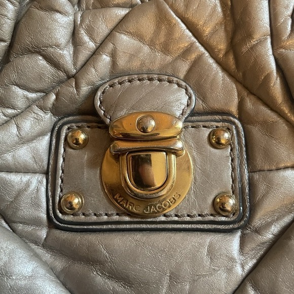 Marc Jacobs Camila Leather Quilted Patchwork Shoulder Bag Purse Italy Gold - Picture 6 of 16